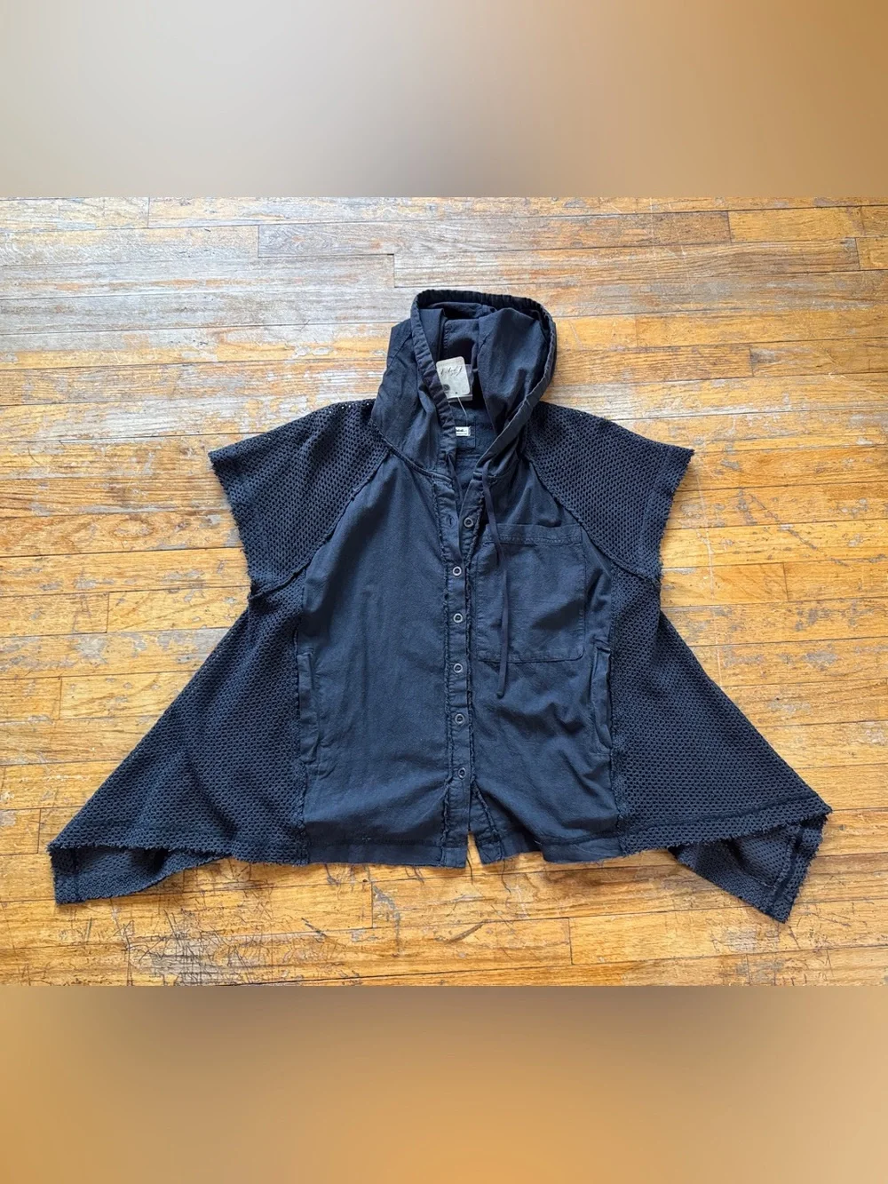 NWT - Free People We The Free - Mesh Button Up Hoodie - Size Small